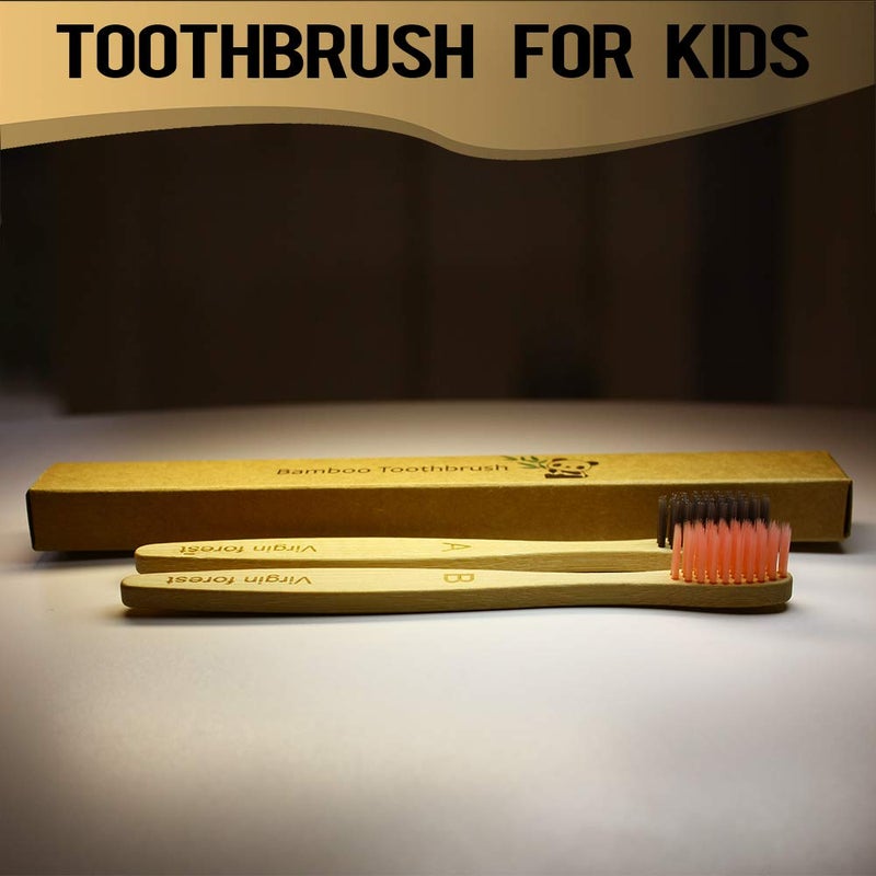 Virgin Forest Kids Bamboo Toothbrush, Eco Friendly Toothbrushes, BPA Free Soft Bristle for Assorted Colors Adults and Children (6+4 Pack) - Image 4